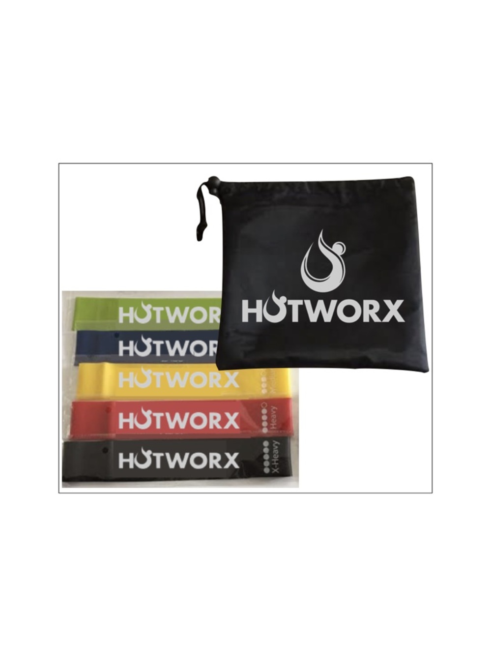 HOTWORX Resistance Loop Band Set with Black Carry Pouch - 5 Pack